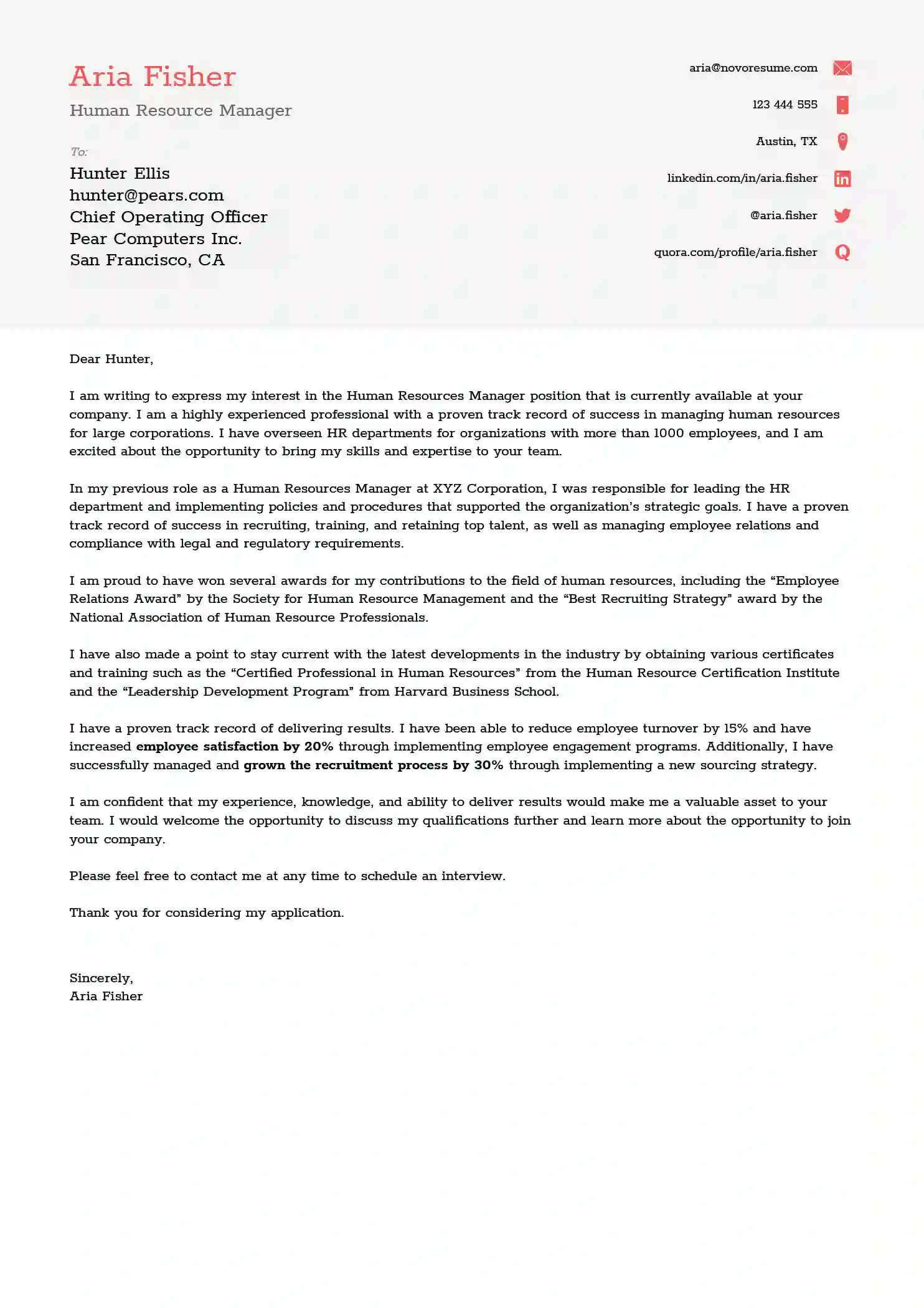 executive cover letter template free