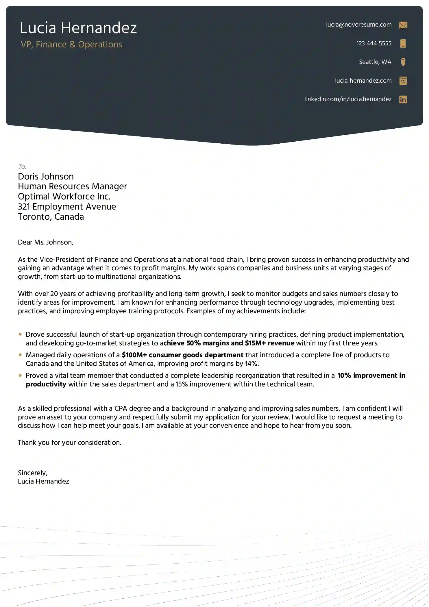 general cover letter template free
