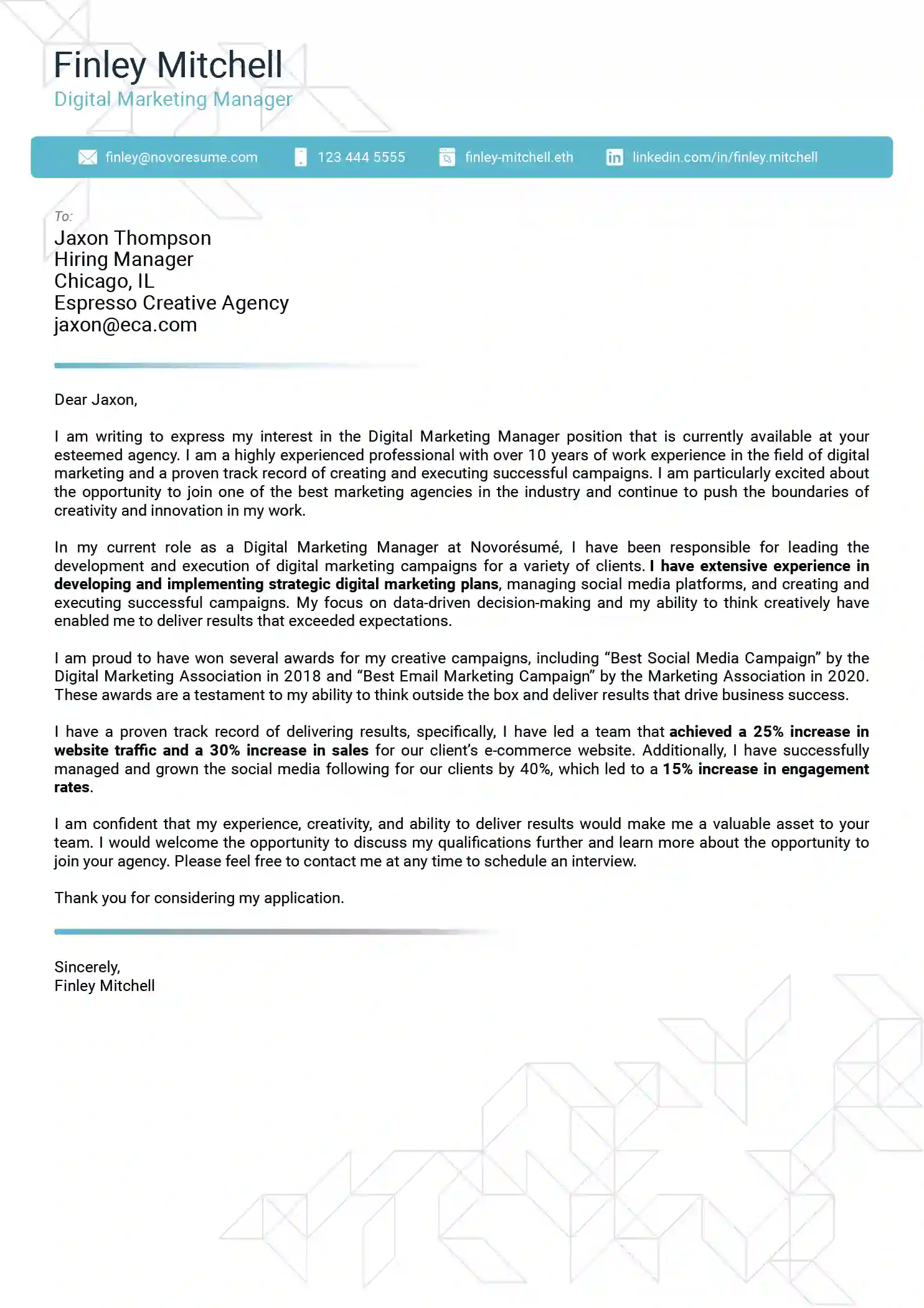 hybrid cover letter template free