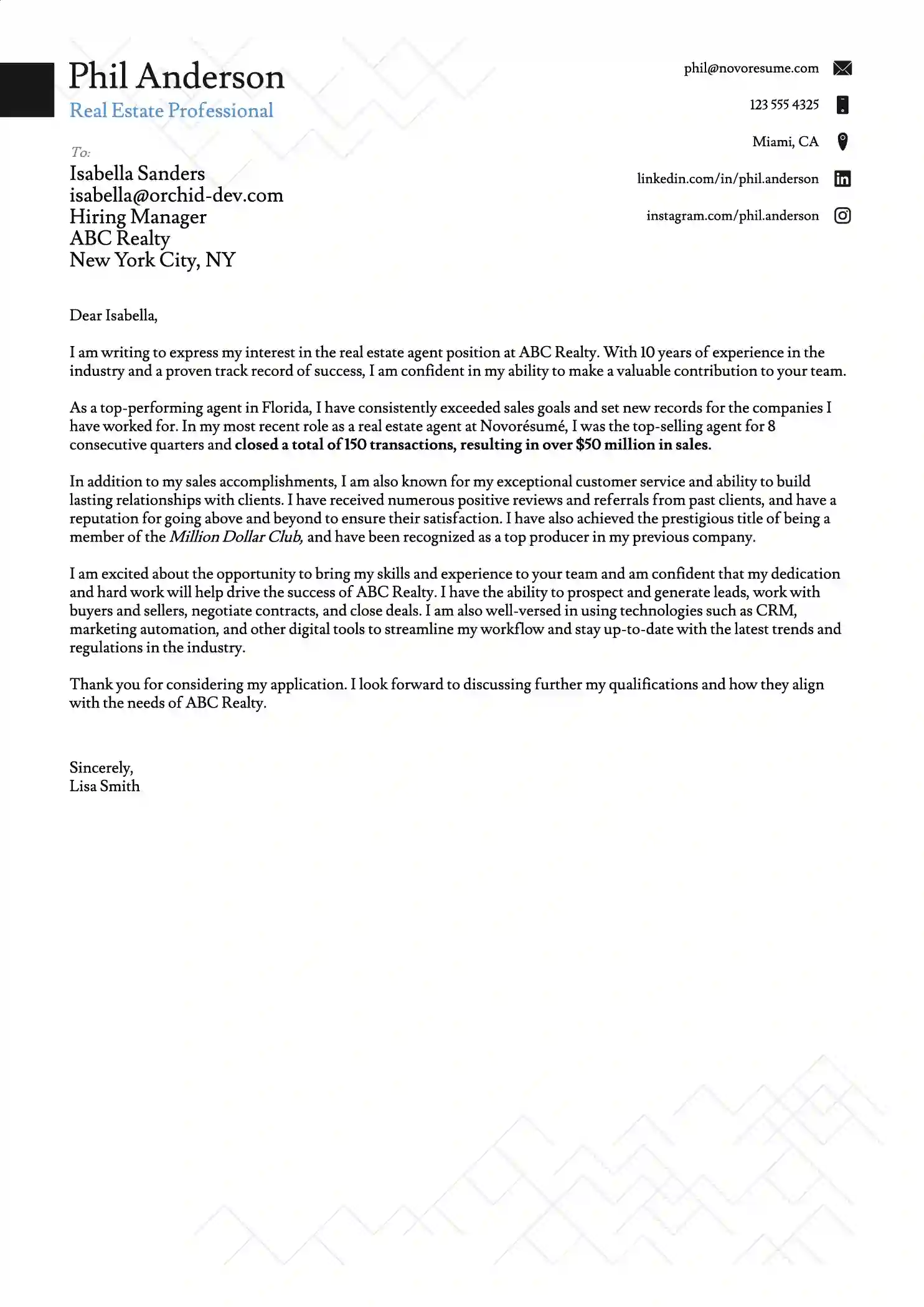 professional cover letter template free