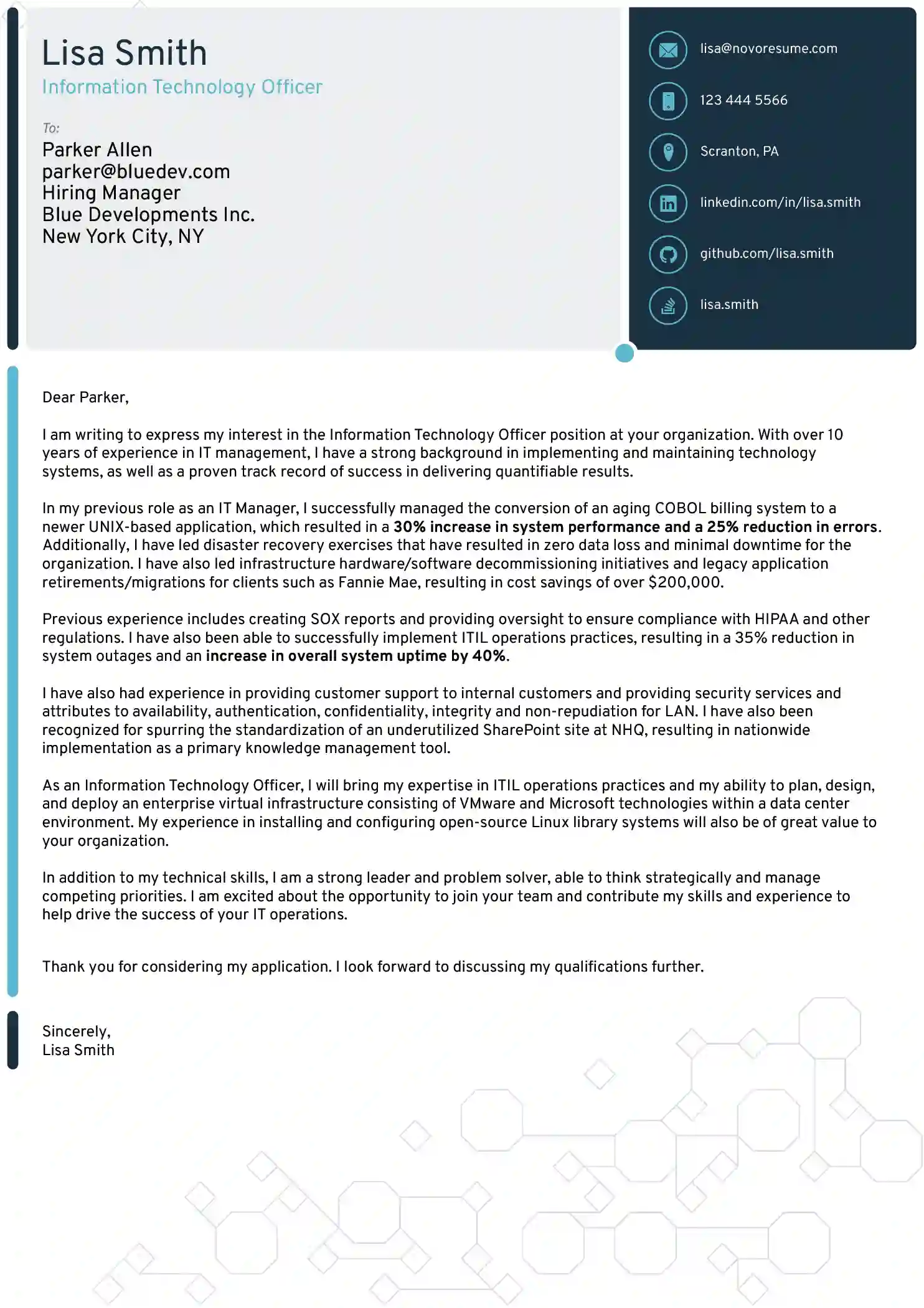 tech cover letter template free download