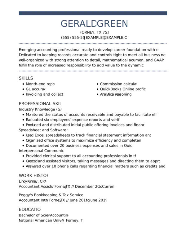 accountant resume template for freshers free download