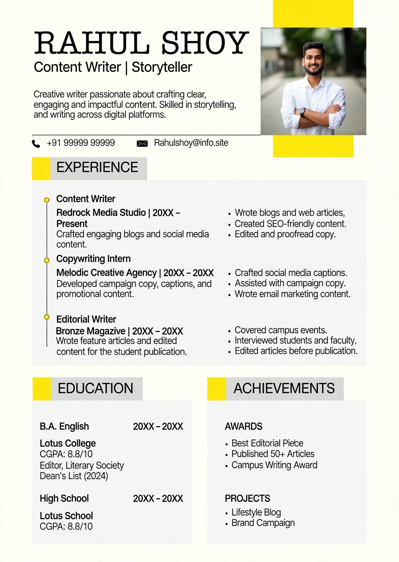 content writer storyteller resume template india seo freelance free download