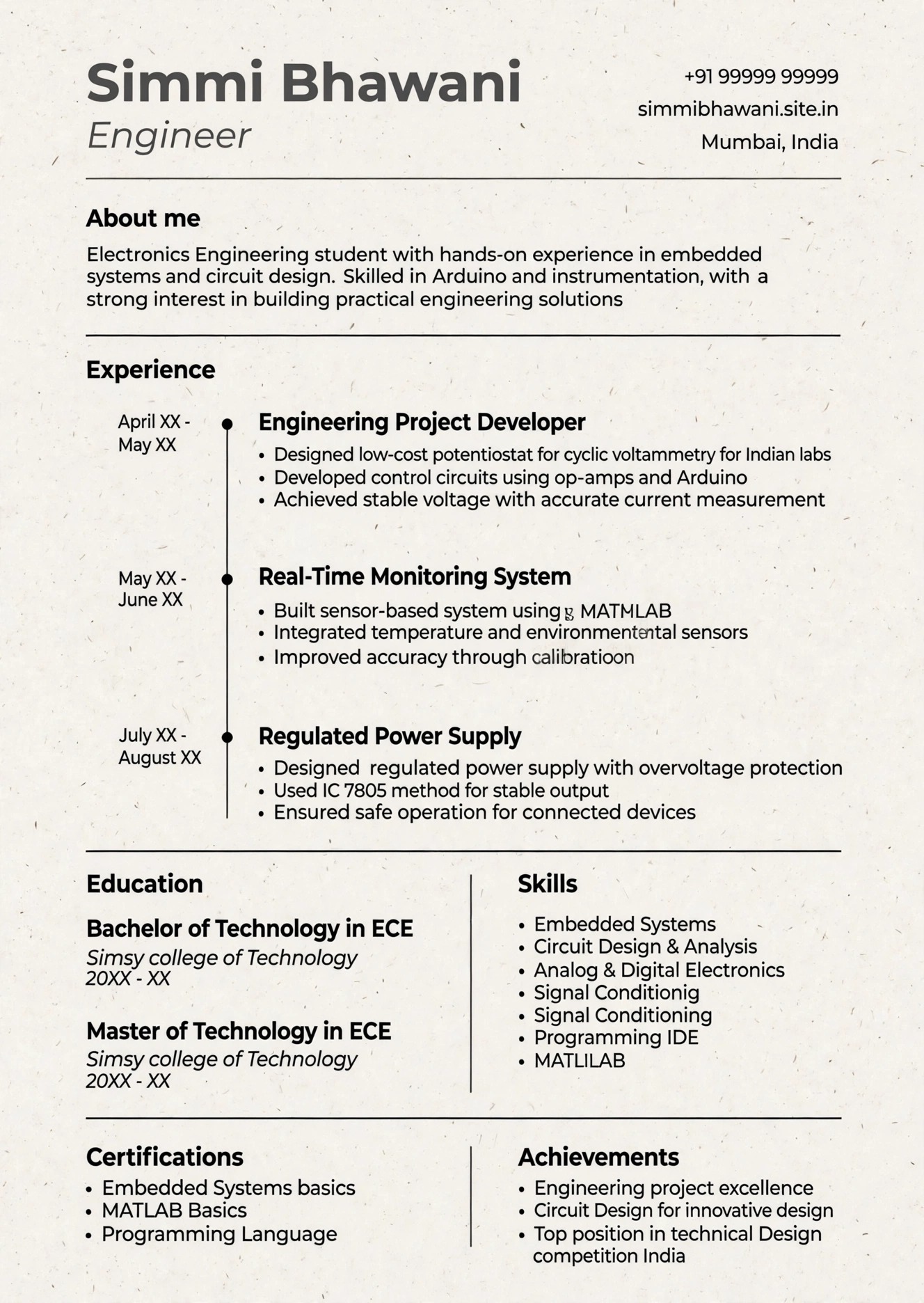 electronics engineer ece resume template india fresher free download