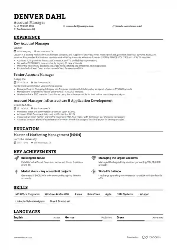 corporate resume format 6 free download
