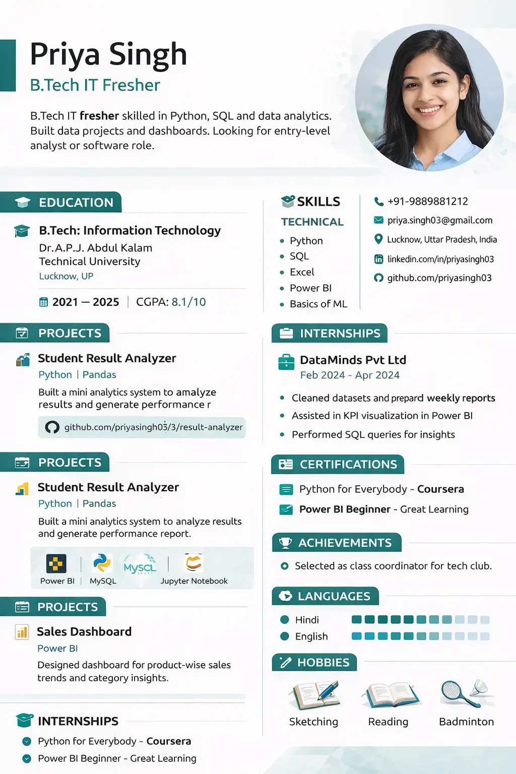 Priya-Singh-teenager-resume-format