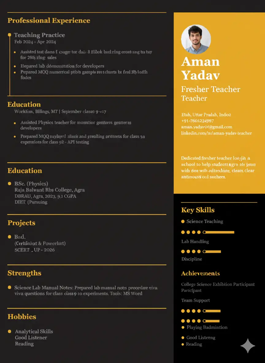 Aman-Yadav-fresher-resume-teacher