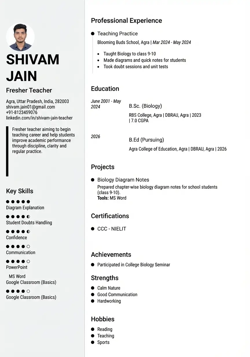 shivam-jain-fresher-resume-teacher