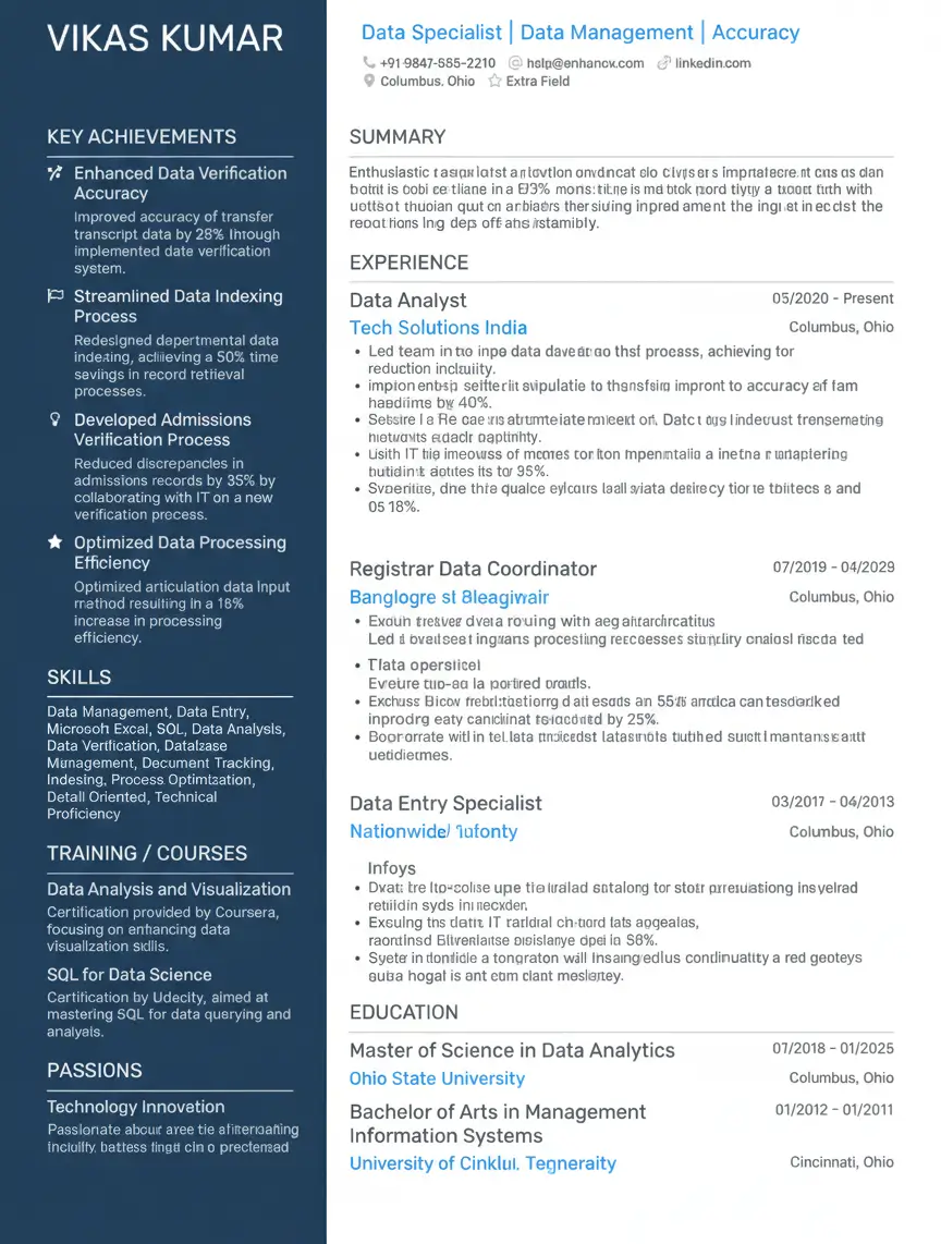 vikas-kumar-data-specialist-resume-format