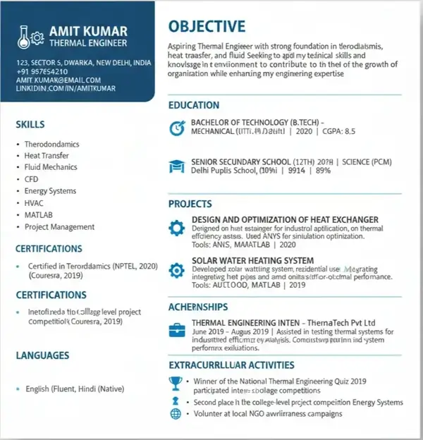 Amit Kumar Thermal Engineer Resume Format