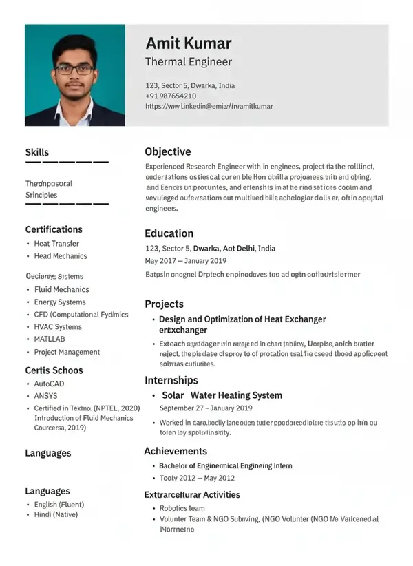 Amit Kumar Thermal Engineer Resume Format 4