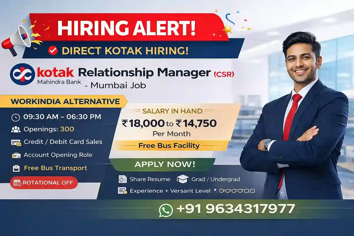 Relationship Manager / CSR – Kotak Bank Mumbai | WorkIndia Alternative Hiring